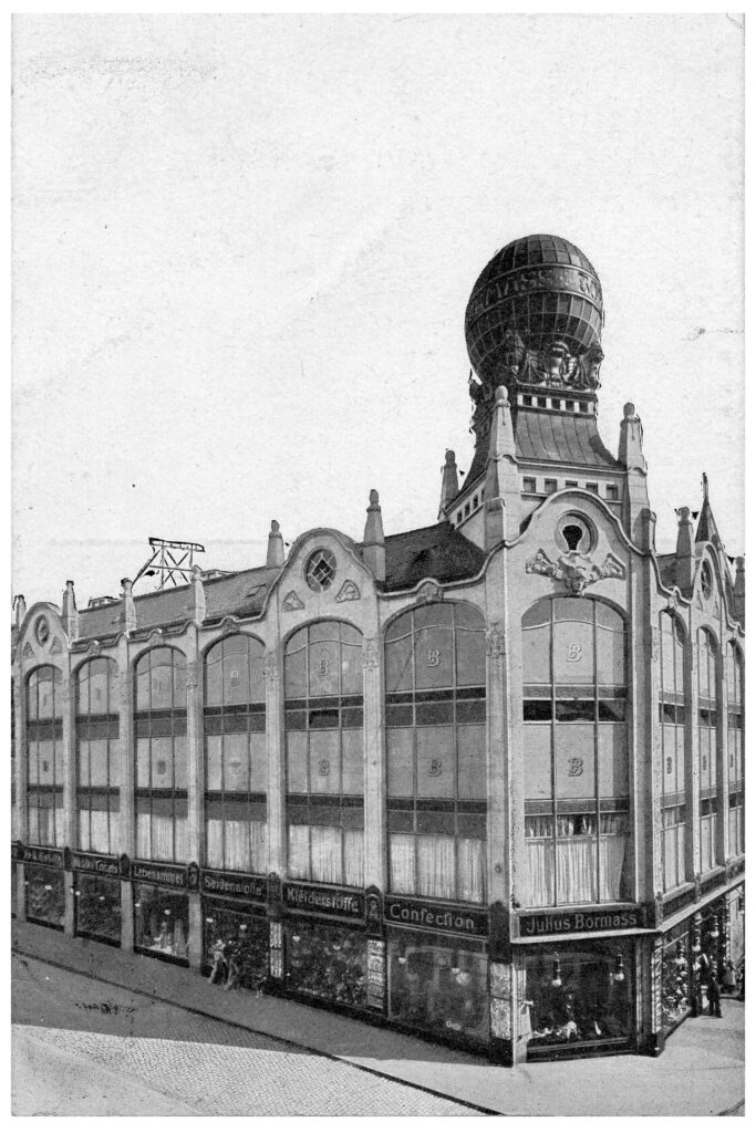 Das Warenhaus Julius Bormass am Mauritiusplatz um 1910.